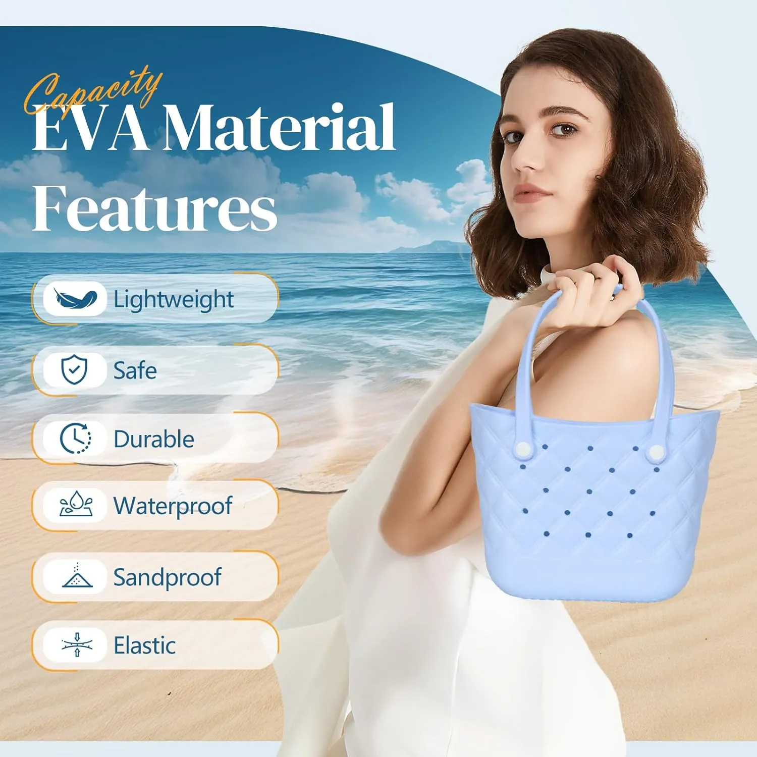 Small Rubber Tote Bag with 5 Charms Cute Beach Tote Small Rubber Bags for Women