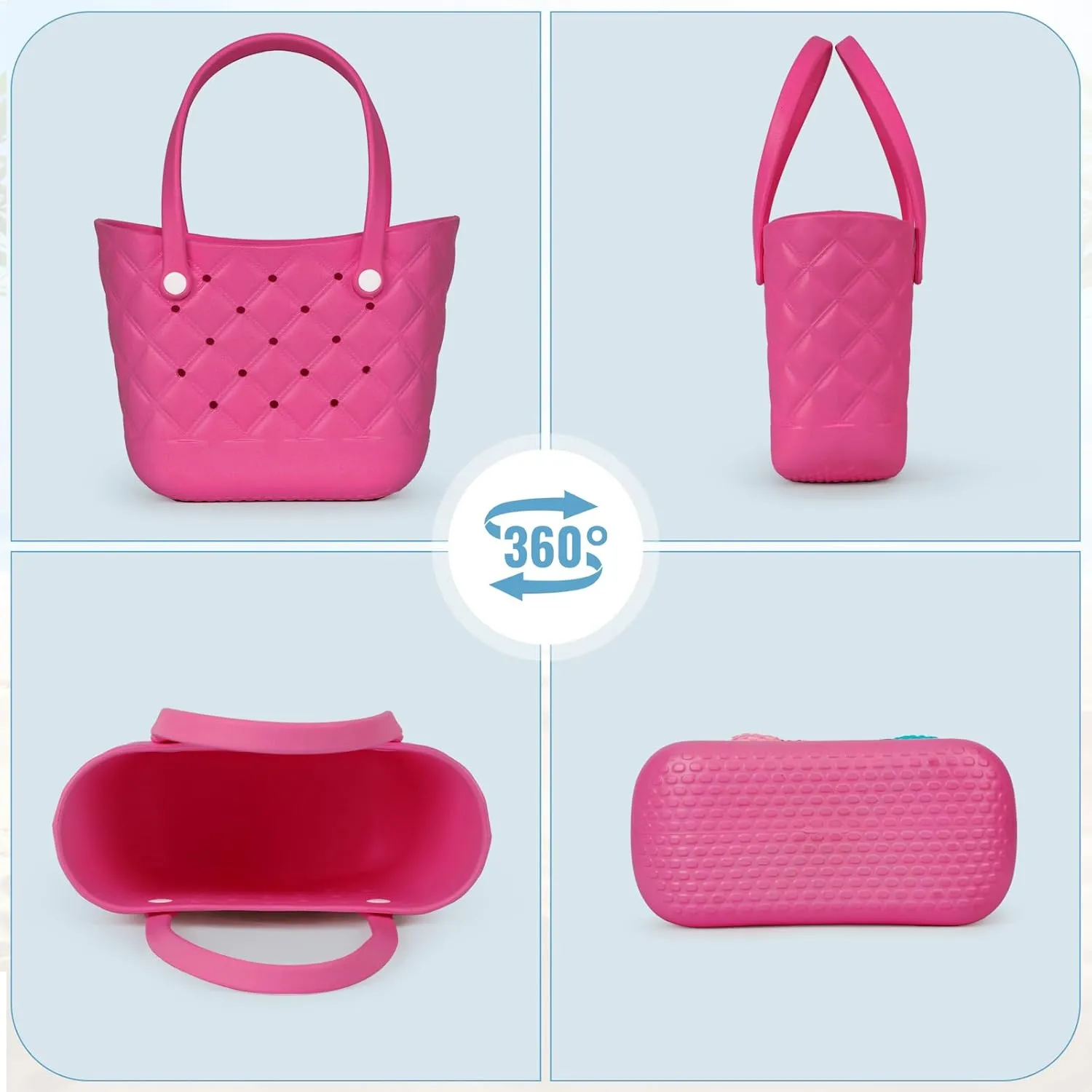 Small Rubber Tote Bag with 5 Charms Cute Beach Tote Small Rubber Bags for Women