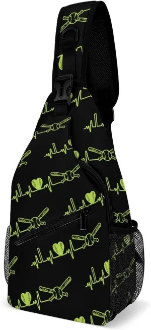 Softball Heartbeat Fashion Sling Bag Shoulder Chest Crossbody Bags for Women Men Backpack Daypack Travel Hiking, 38x20cm