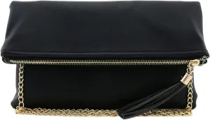 Solene Envelope Clutch Bags for Women Foldover Crossbody Tassel Wallet with Chain Strap, Elegant Evening Purse