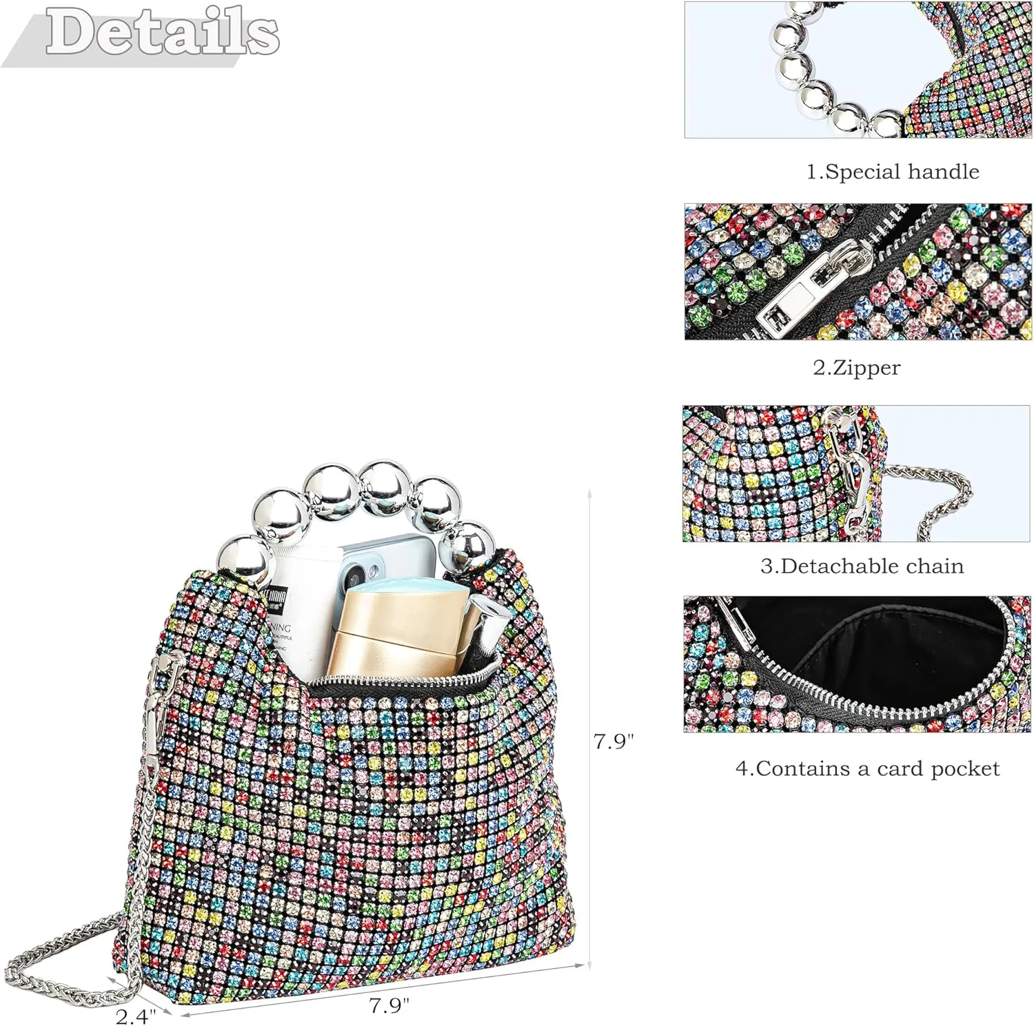 Sparkling Women's Evening Handbags Rhinestone Purse Crossbody Bag Wedding Prom Party Club Purses