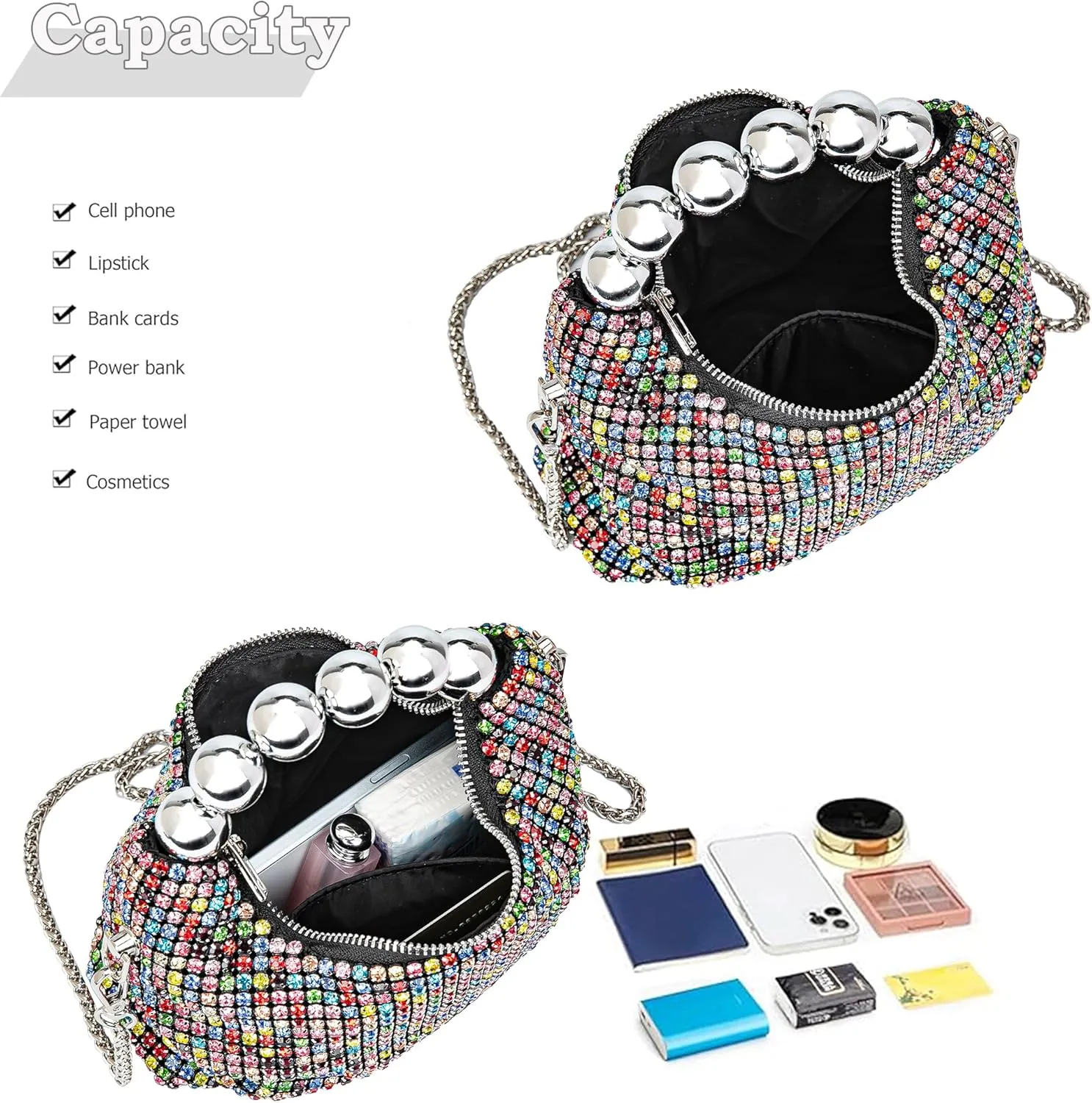 Sparkling Women's Evening Handbags Rhinestone Purse Crossbody Bag Wedding Prom Party Club Purses