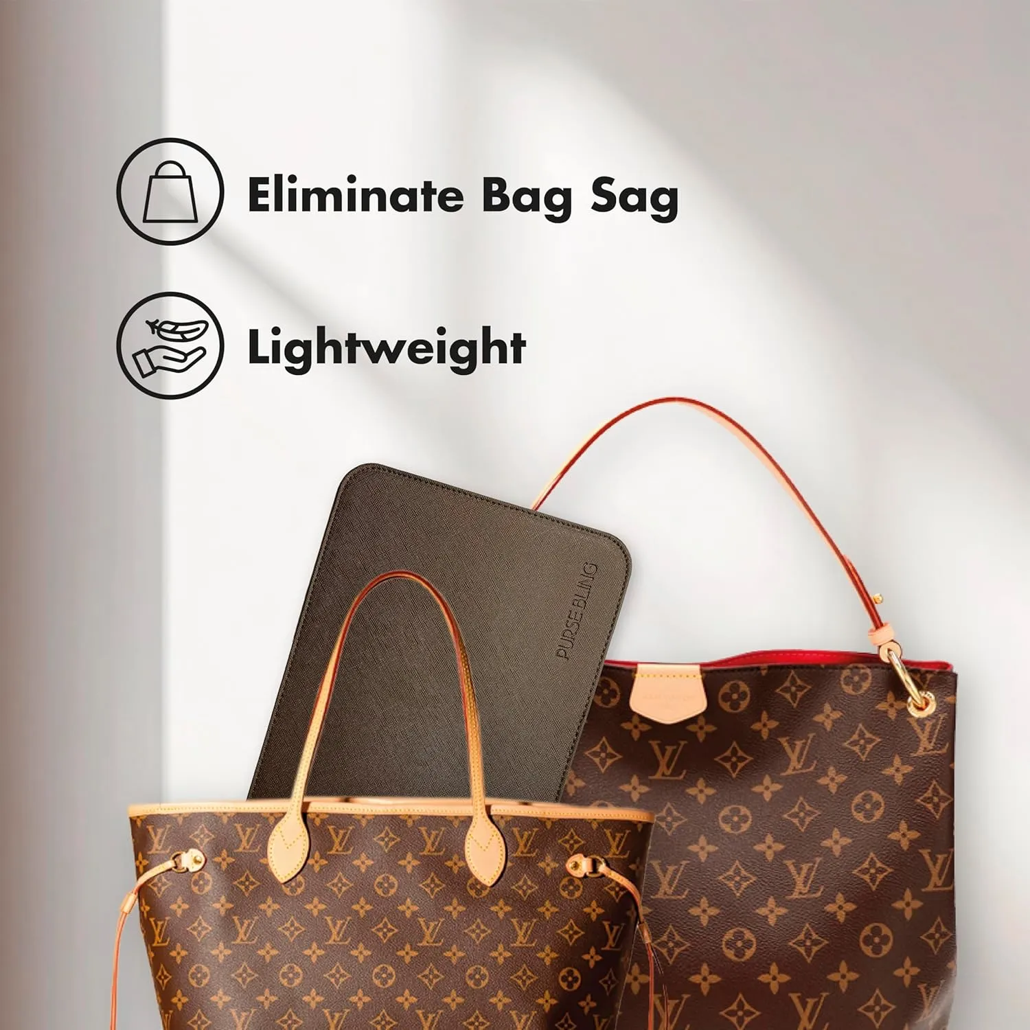 Speedy 25 Base Shaper, Brown Bag Shaper for LV Speedy Bags and other LV Totes, Vegan Leather (Brown, Speedy 25)