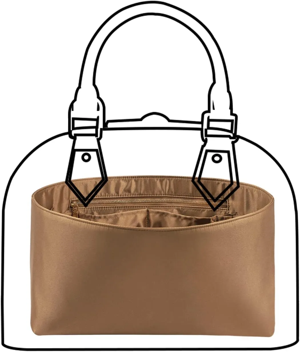 Speedy Neverfull Tote Organizer Insert - Silk Purse Organizer with Zipper, Silky Smooth, 6 Sizes (Large, Silky Brown)