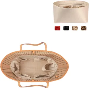 Speedy Neverfull Tote Organizer Insert - Silk Purse Organizer with Zipper, Silky Smooth, 6 Sizes (Slender Large, Silky Beige)