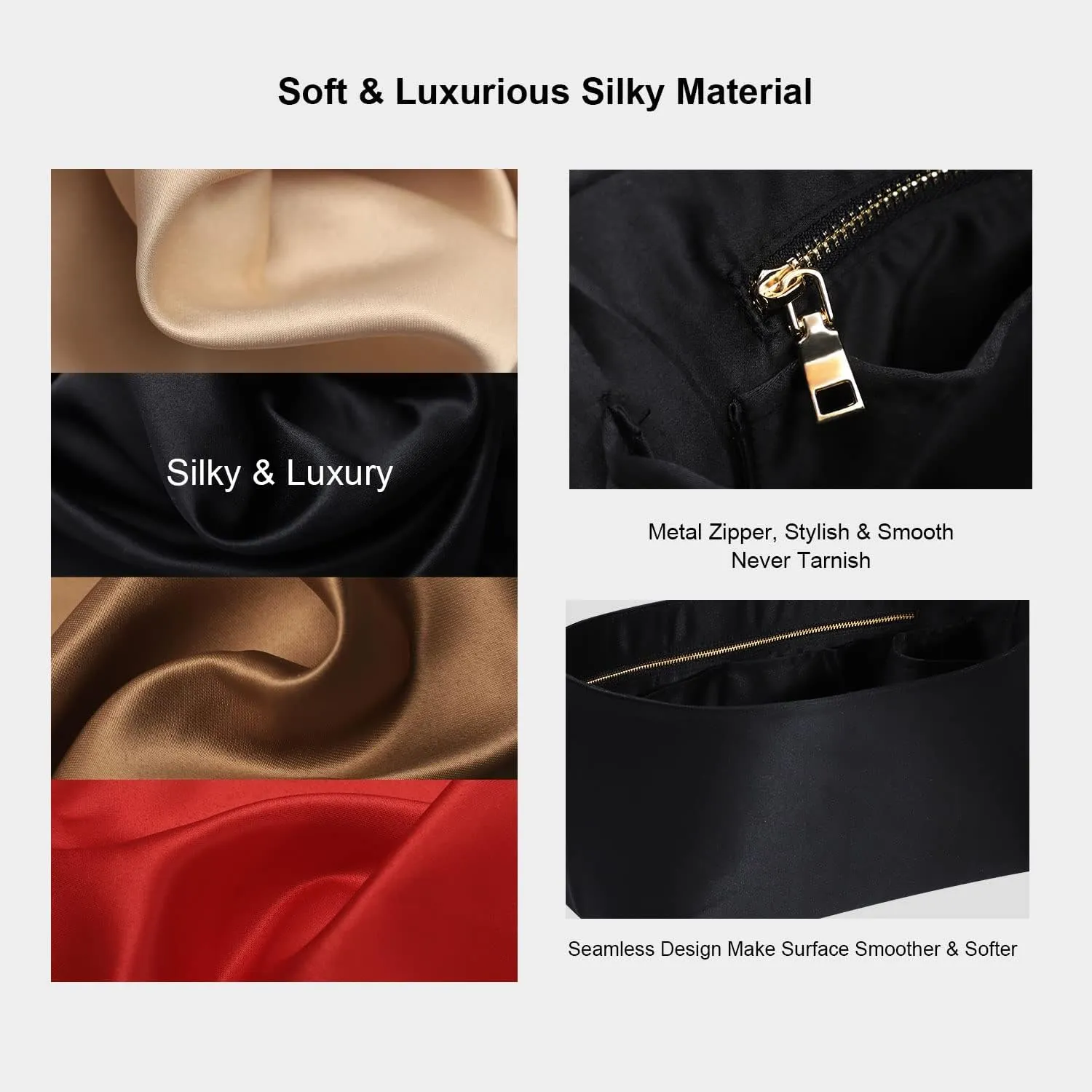 Speedy Neverfull Tote Organizer Insert - Silk Purse Organizer with Zipper, Silky Smooth, 6 Sizes (XL, Silky Black)