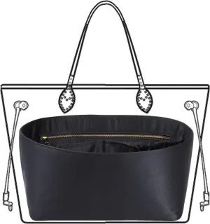 Speedy Neverfull Tote Organizer Insert - Silk Purse Organizer with Zipper, Silky Smooth, 6 Sizes (XL, Silky Black)