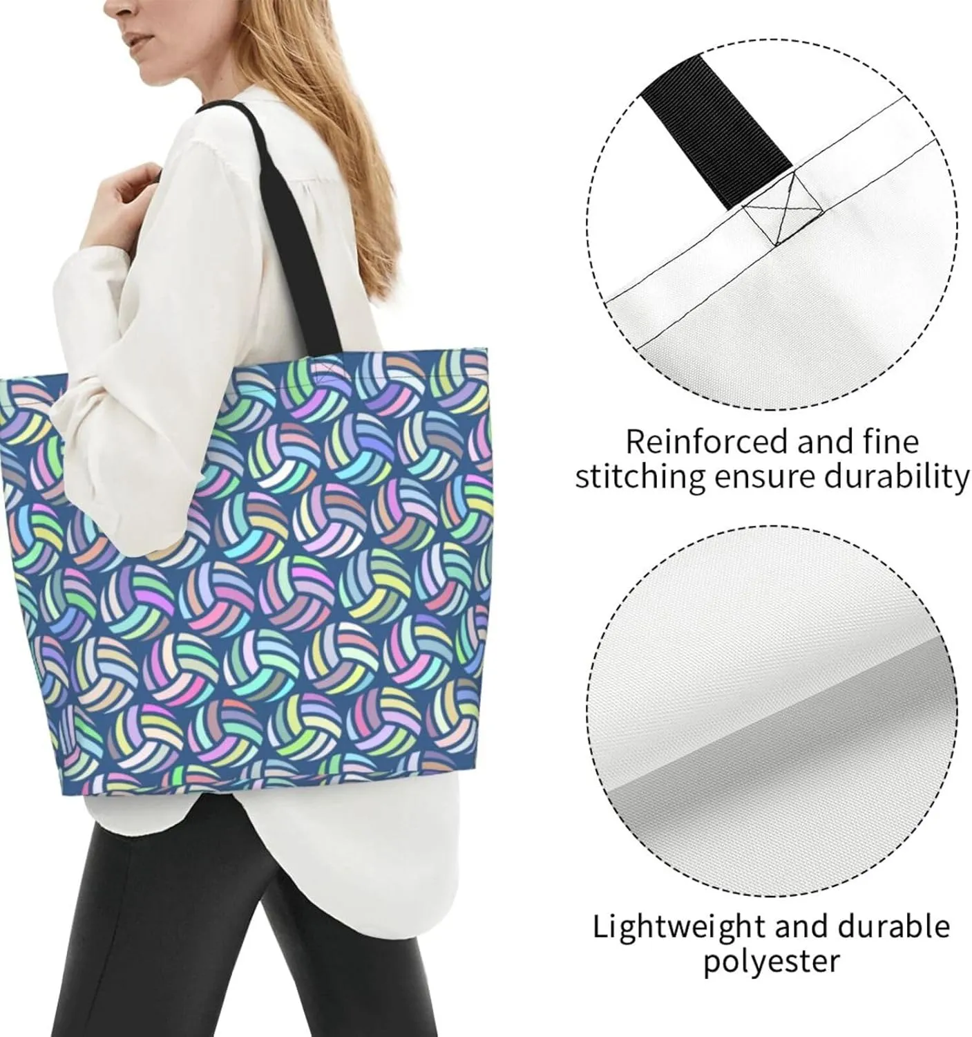 Sport Soccer Large Tote Bag Simple Casual Portable Shoulder Bags Reusable Grocery Handbag For Women Gym Travel