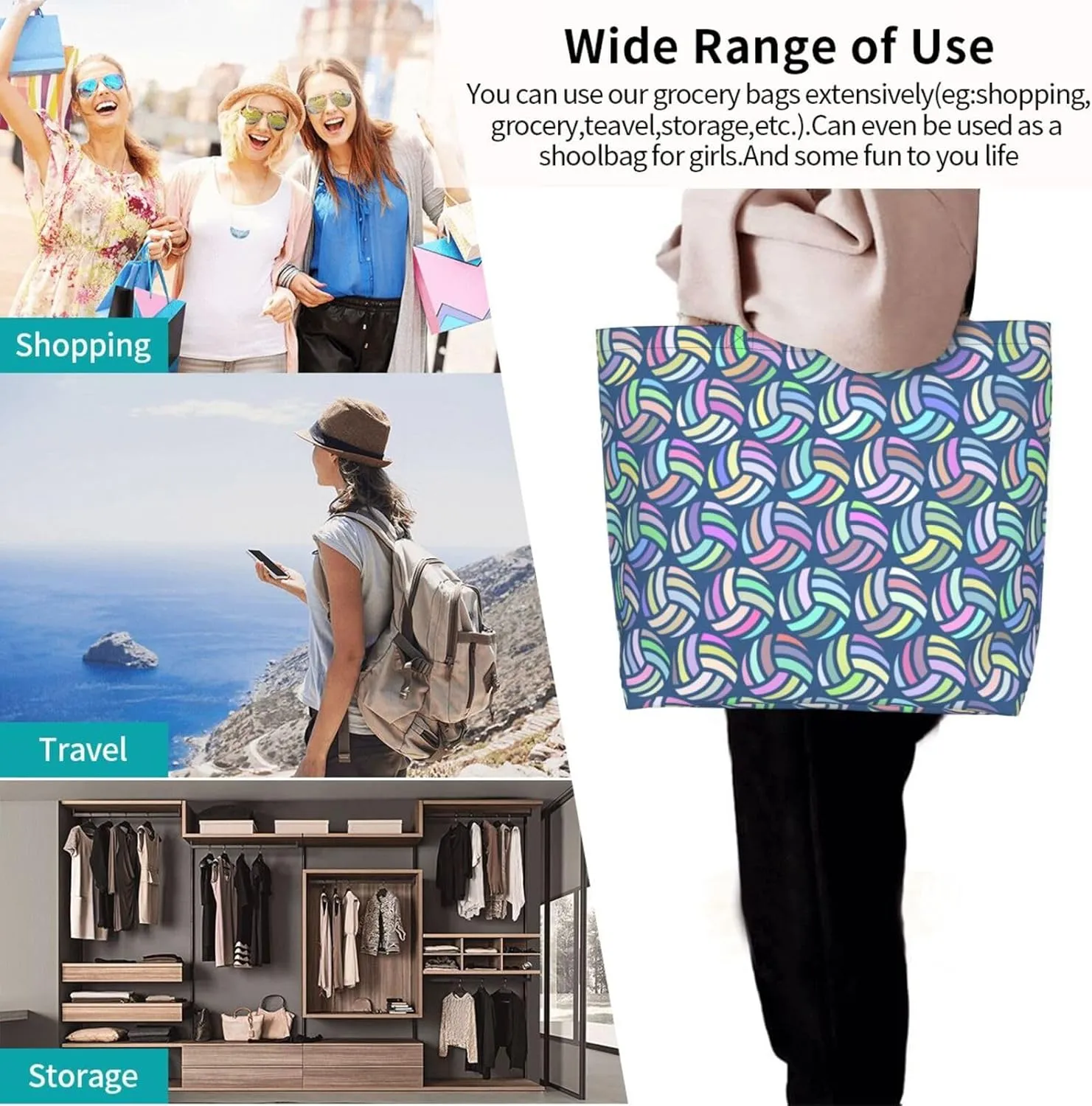 Sport Soccer Large Tote Bag Simple Casual Portable Shoulder Bags Reusable Grocery Handbag For Women Gym Travel