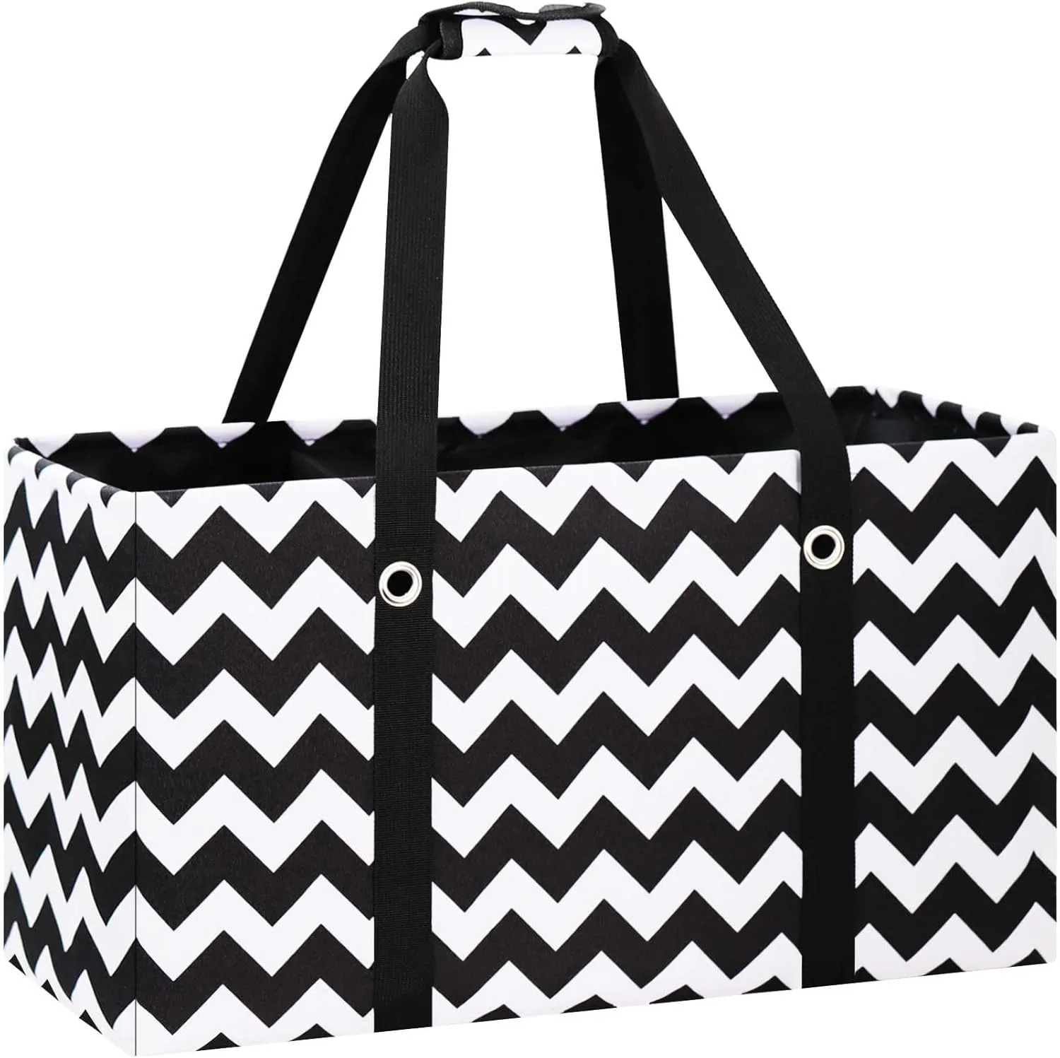 Standing Extra Large Utility Tote Bag with Metal Wire Frame, Large Structured Tote Bag with Hard Bottom, Beach Bag