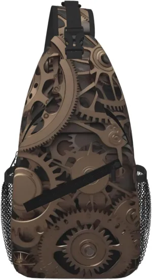 Steampunk Mechanical Gears Sling Bag For Women Men Travel Hiking Backpack Crossbody Shoulder Chest Bags Casual Daypack