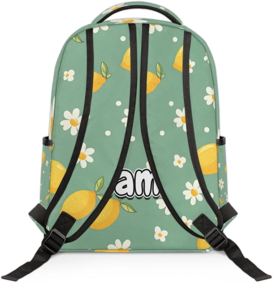 Summer Lemon Flower Personalized Laptop Backpack with Name Custom Shoulder Bags for Women Men Waterproof Travel Casual Daypack Laptop Bag Gifts 16.1in