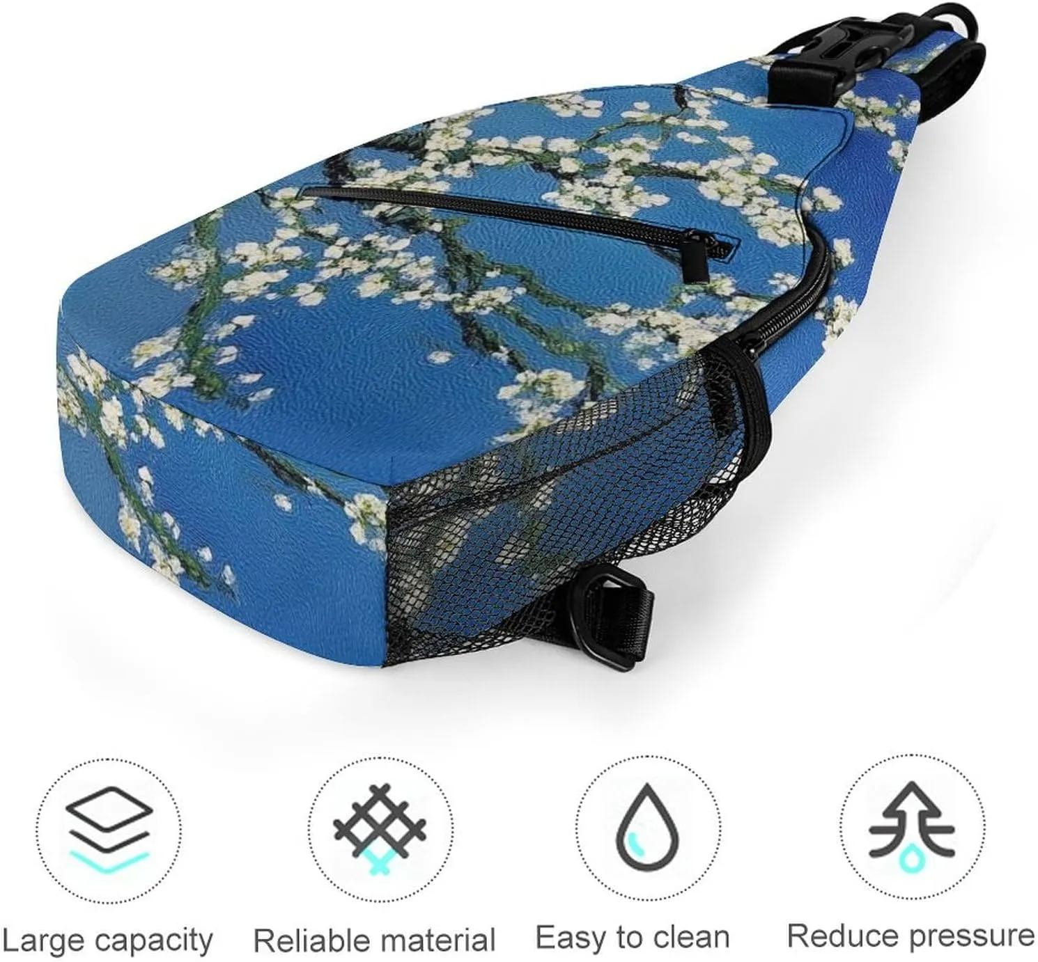 Supdreamc Fashion Sling Backpack, Daypack, Beautiful Apricot Flower Blossom Art Crossbody Chest Rucksack, Tote Bags, Gym Bags Sack Daypack Outdoor Backpack for Man Women Lady