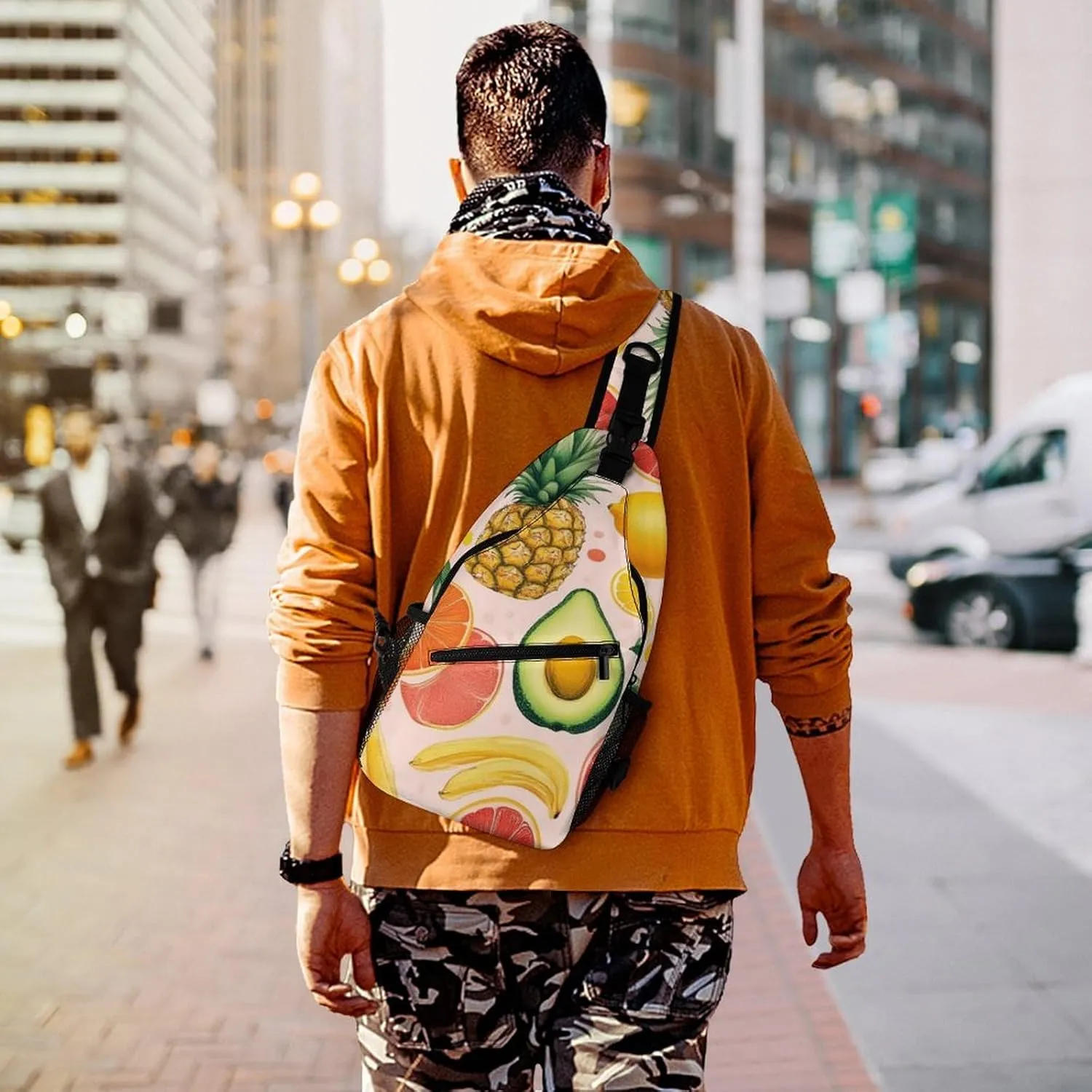 Supdreamc Fashion Sling Shoulder Backpack, Bag, Avocado Nut Banana Pineapple Orange Chest Sling Shoulder Backpacks Bags, Gym Bags Sack Daypack Outdoor Backpack for Men Women