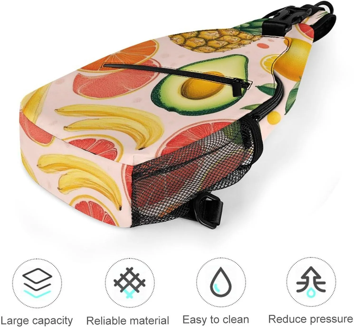 Supdreamc Fashion Sling Shoulder Backpack, Bag, Avocado Nut Banana Pineapple Orange Chest Sling Shoulder Backpacks Bags, Gym Bags Sack Daypack Outdoor Backpack for Men Women