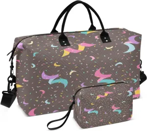susiyo Confetti and Serpentine Expandable Travel Duffle Bag, Large Weekender Overnight Bags and Adjustable Strap, Carry On Shoulder Tote Bag, Gym Duffel Bag with Toiletry Bags for Hospital