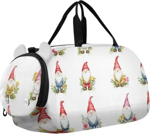 Sweet Cute Gnomes White Girl's Gym Duffel Bag with Shoes Compartment Lightweight Personal Item Travel Bag for Travel, Swimming, Dance, Ballet