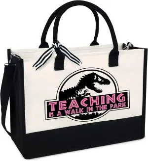 Teacher Gifts,Teacher Appreciation Gifts for Women,Teacher Bag,Teacher Christmas Gift,Teacher Birthday Gift,13oz Canvas Tote Bag With Zipper Pocket