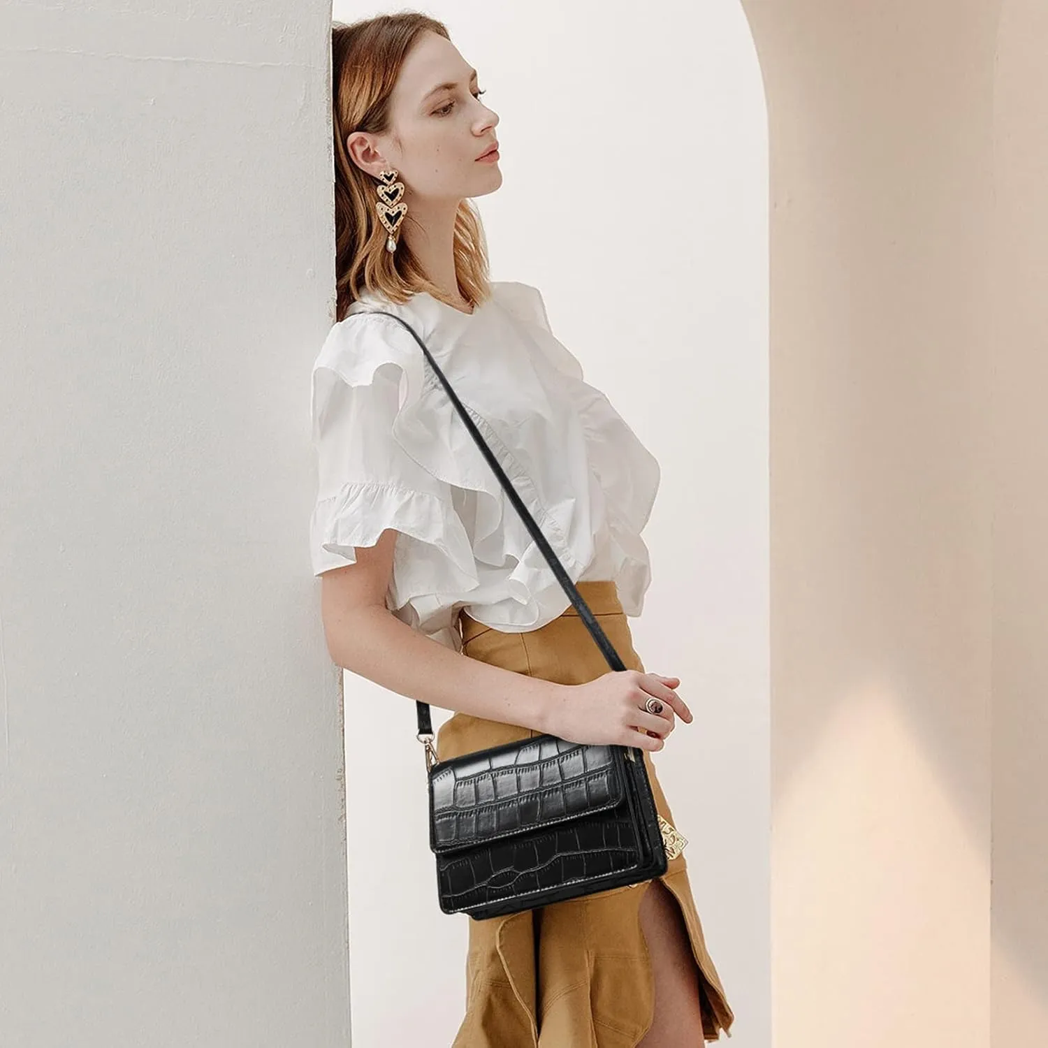 Telena Crossbody Bags for Women Vegan Leather Purses for Women Crossbody Handbag Purse with Adjustable Strap
