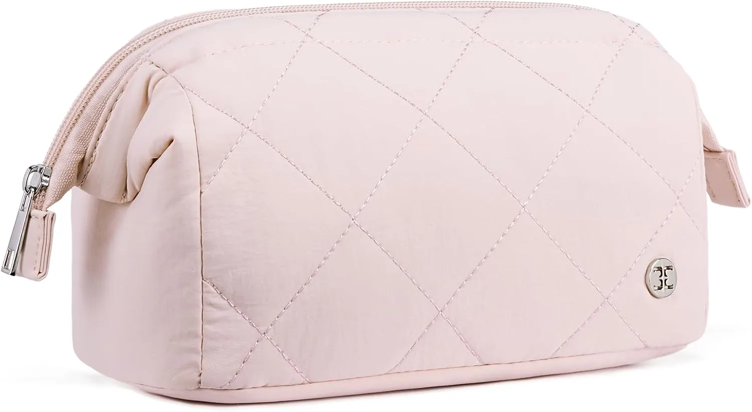Telena Puffer Makeup Bags for Women, Nylon Puffy Padded Make Up Bags for Women Makeup Organizer Case, Wide-open Makeup Pouch Travel Essentials