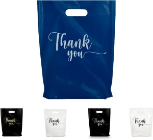 THANK YOU MERCHANDISE STORE BAGS, different sizes 9"x12", 12"x15", 15"x18" 1.25 Mil. PACKS of 100/200/500 Retail Product Bags I 100% Recyclable (100, Navy Blue, 12x15")