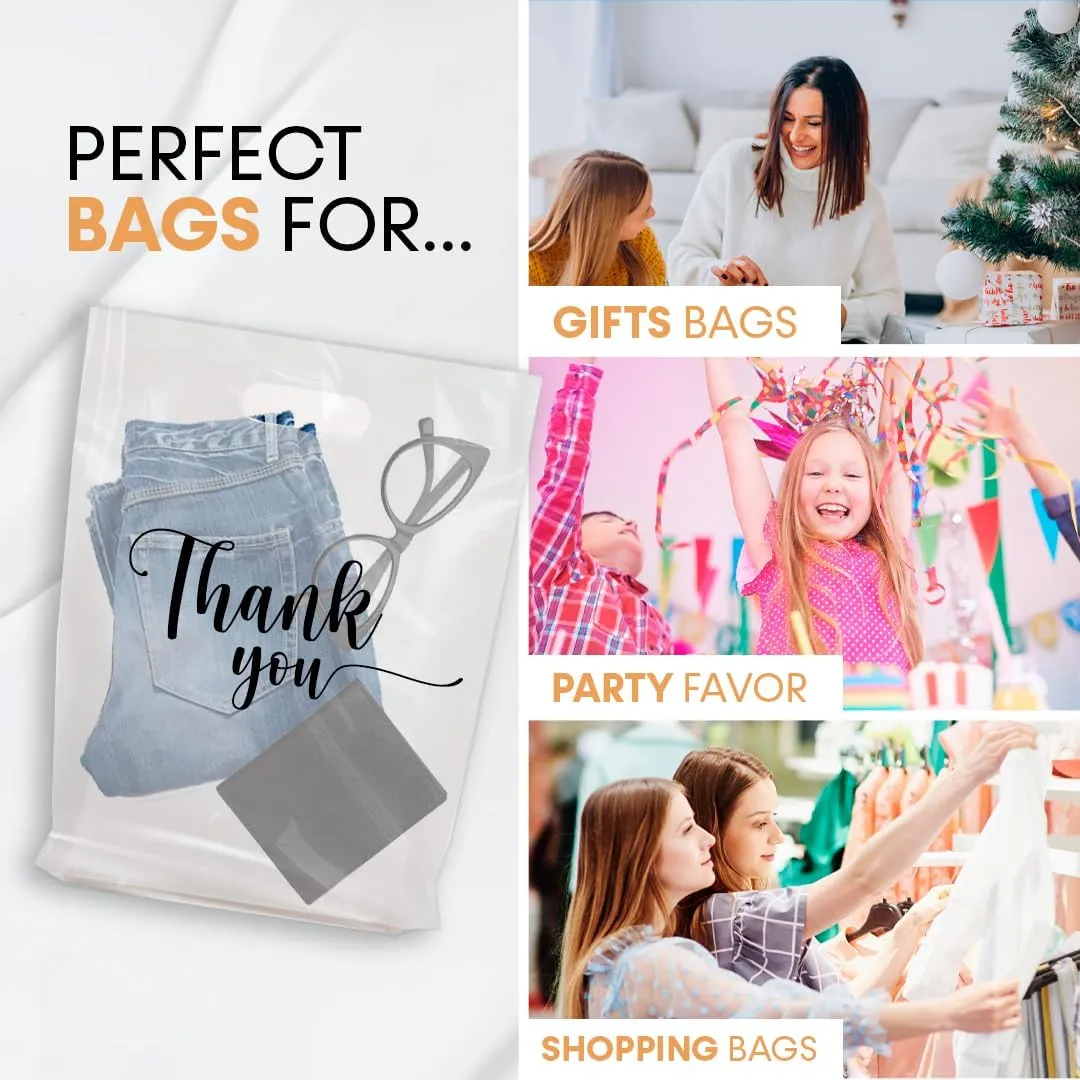 THANK YOU MERCHANDISE STORE BAGS, different sizes 9"x12", 12"x15", 15"x18" 1.25 Mil. PACKS of 100/200/500 Retail Product Bags I 100% Recyclable (200, Clear, 15x18")