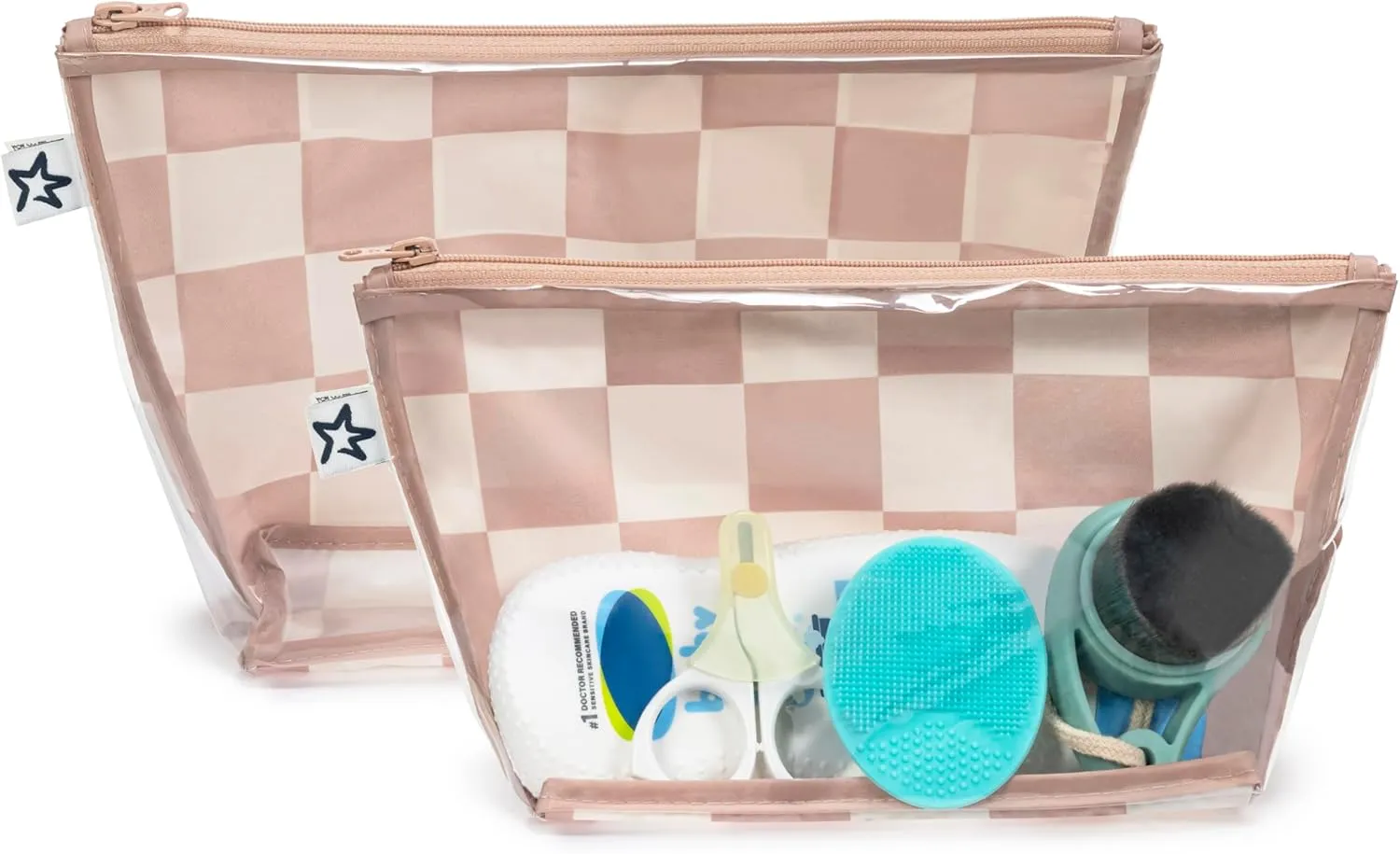 Tiny Twinkle Mess-proof Travel Bags, Airline Compliant, Zipper Closure, Clear Front Pouch, Diaper Bag Packing, Toiletry or Cosmetics Organizer