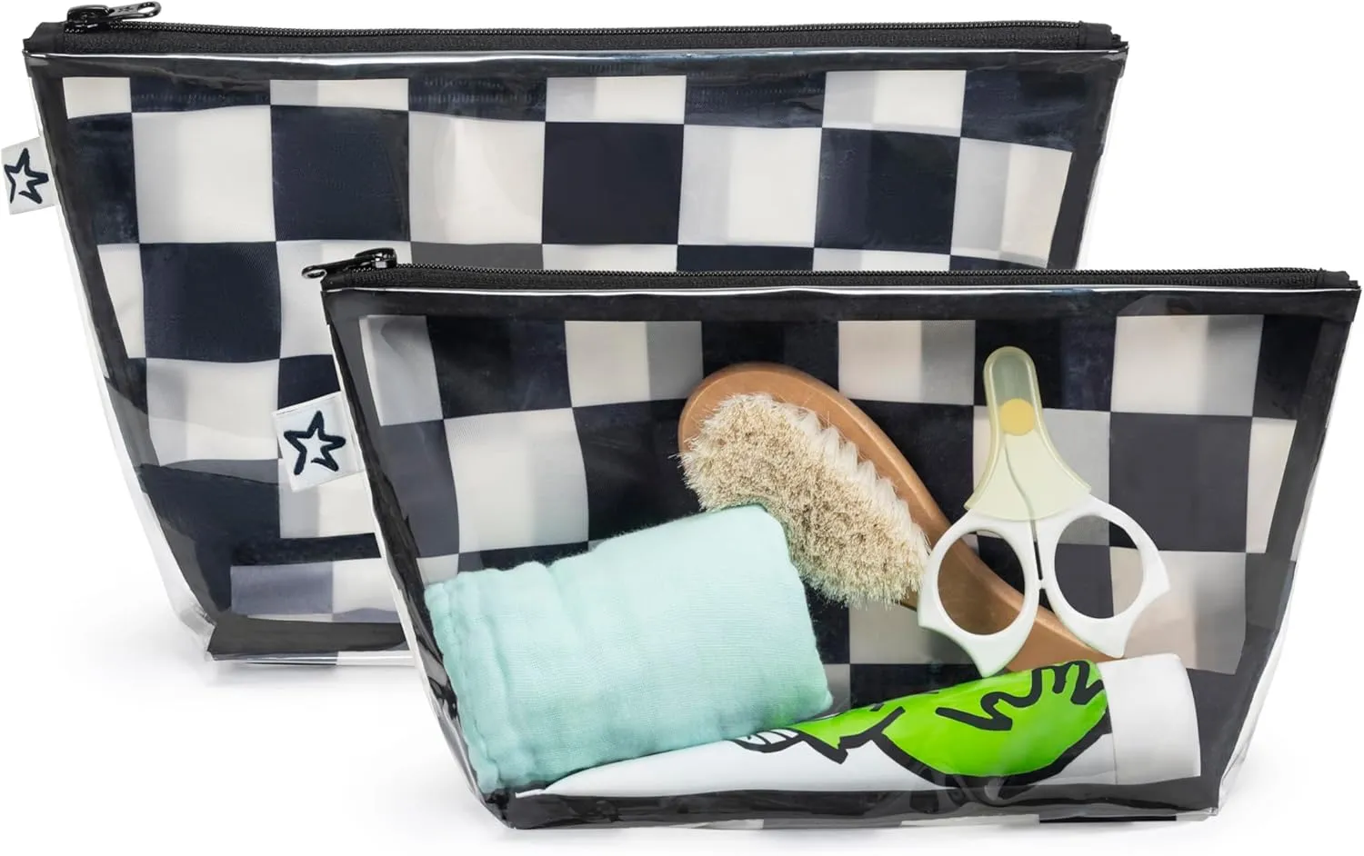 Tiny Twinkle Mess-proof Travel Bags, Airline Compliant, Zipper Closure, Clear Front Pouch, Diaper Bag Packing, Toiletry or Cosmetics Organizer