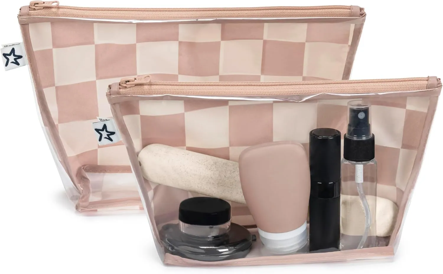 Tiny Twinkle Mess-proof Travel Bags, Airline Compliant, Zipper Closure, Clear Front Pouch, Diaper Bag Packing, Toiletry or Cosmetics Organizer