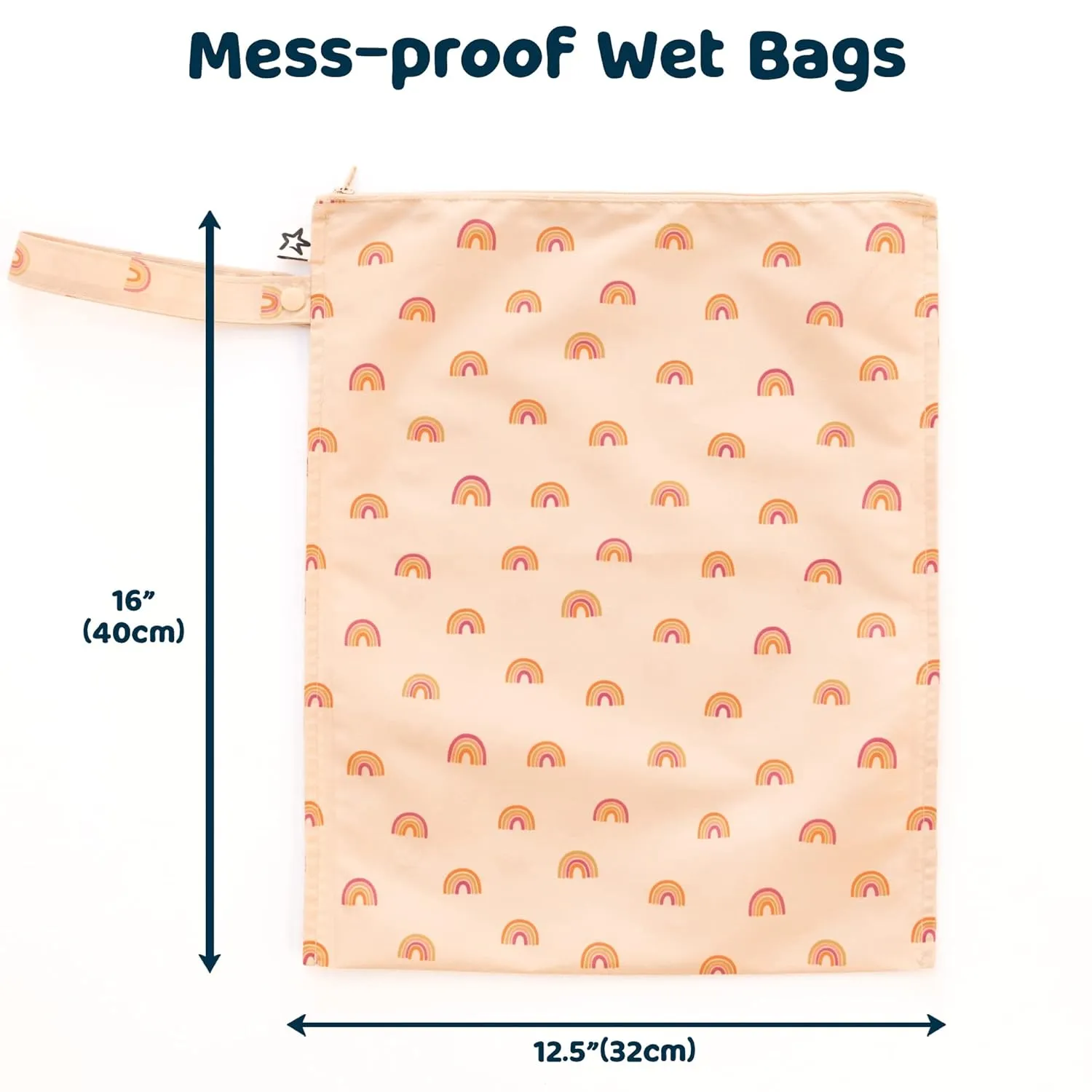 Tiny Twinkle Mess-proof Waterproof Wet Dry Bag | 2 Pack Reusable for Swimsuits, Gym & Baby Clothes | Leakproof Wet Clothes Bag, Beach Travel Essentials (Boho Rainbow)