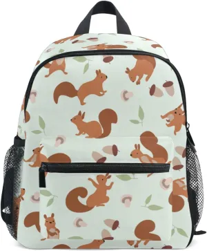 Toddler Backpack for Boys Girls Squirrels Nuts and Mushrooms Preschool Kindergarten Schoolbag Mini Book Bag For School Travel S