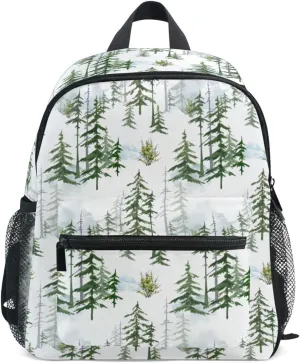 Toddler Backpack for Boys Girls Winter Spruce Forest Preschool Kindergarten Schoolbag Mini Book Bag For School Travel S