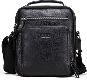 Top Grain Leather 11" Messenger Bag for Man & Woman, Multi Pockets, Fits to 8.3"/10.9" iPad for Daily/School/Business/Travel