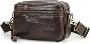Top Grain Leather 8.3" Messenger Bag for Man & Woman, Multi Pockets, Fits to 7.9"/8.3" iPad for Daily/School/Business/Travel