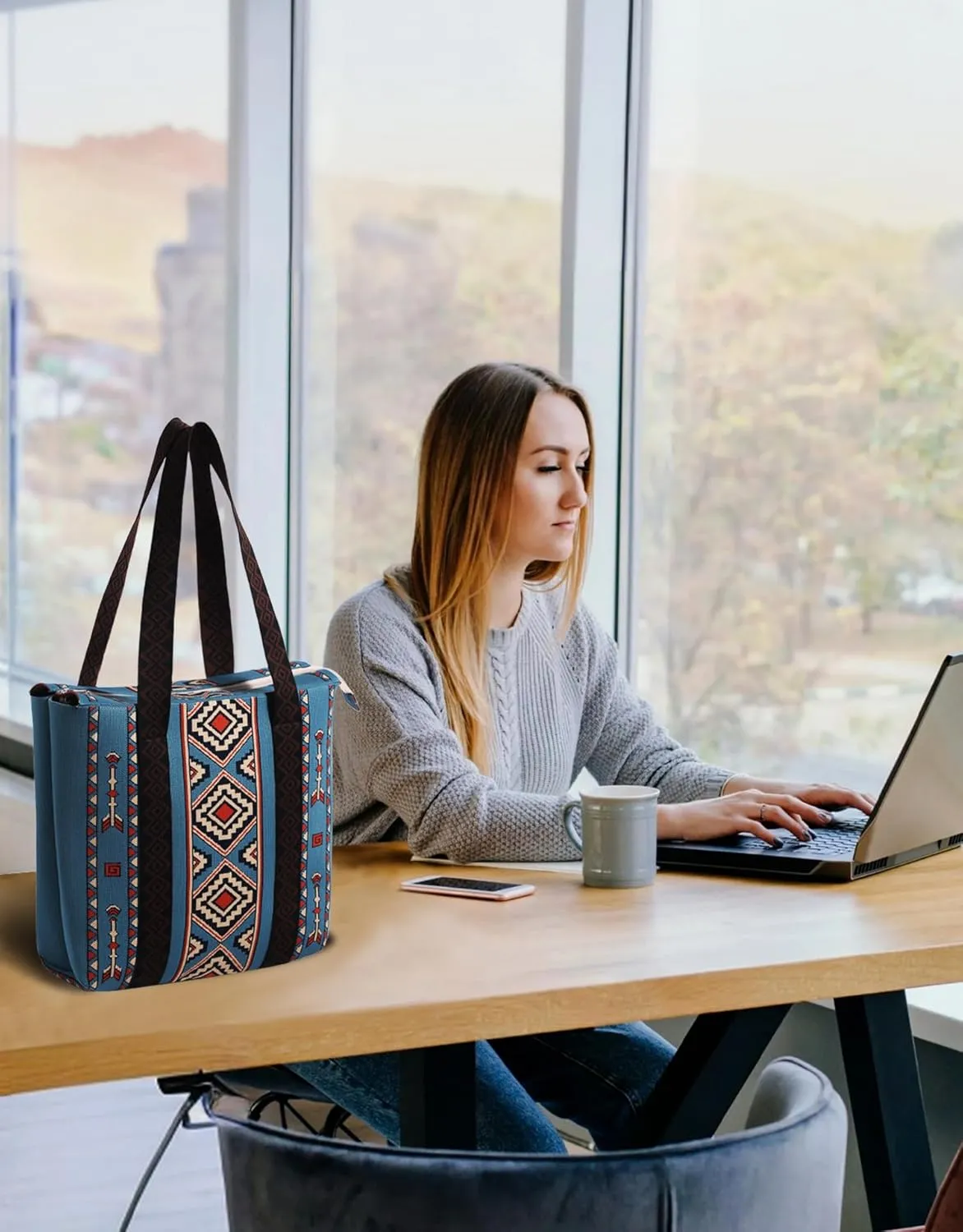 Tote Bag for Women with Zipper Lightweight Travel Tote Bag,Boho Shoulder Bags for Work,Travel,Shopping(2PCS)