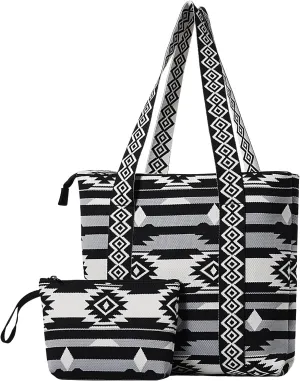 Tote Bag for Women with Zipper Lightweight Travel Tote Bag,Boho Shoulder Bags for Work,Travel,Shopping(2PCS)