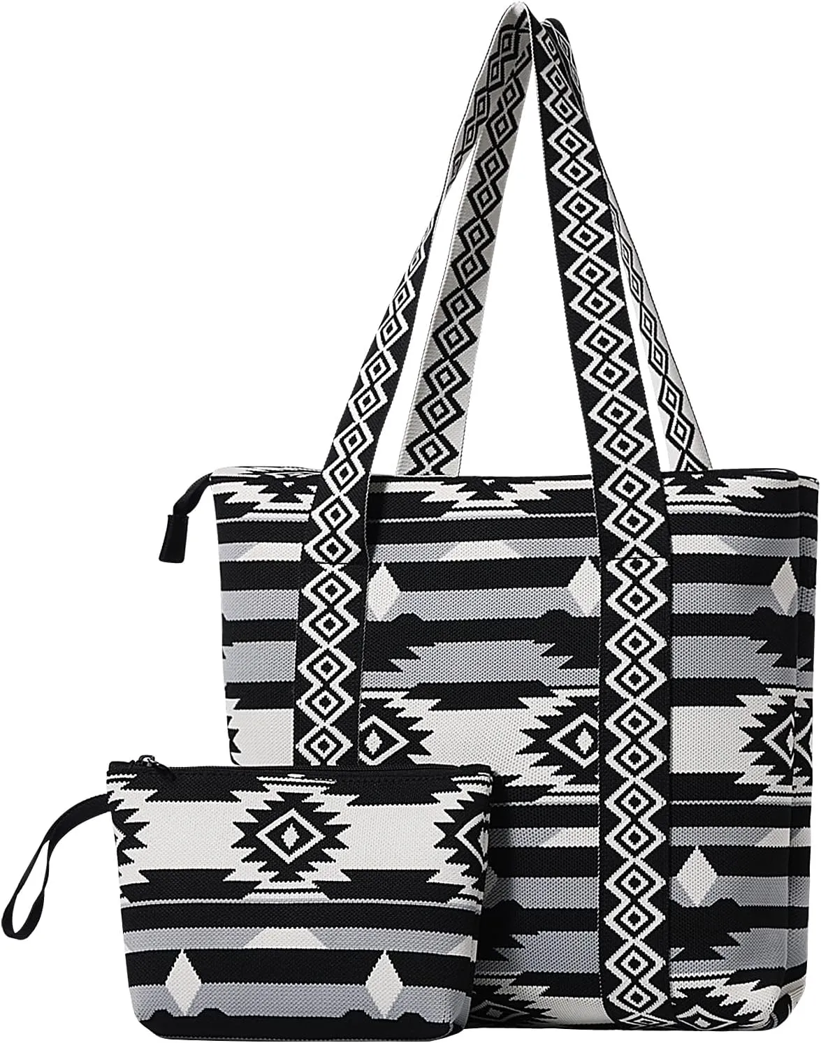 Tote Bag for Women with Zipper Lightweight Travel Tote Bag,Boho Shoulder Bags for Work,Travel,Shopping(2PCS)