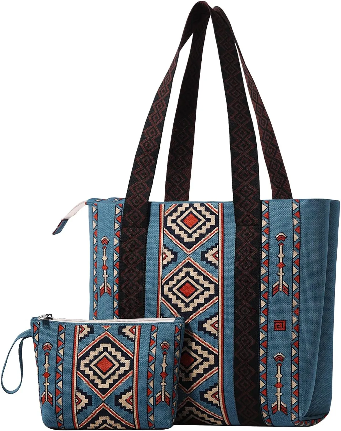 Tote Bag for Women with Zipper Lightweight Travel Tote Bag,Boho Shoulder Bags for Work,Travel,Shopping(2PCS)