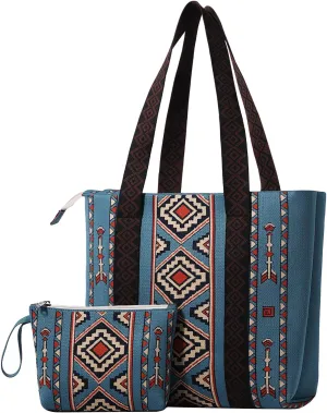 Tote Bag for Women with Zipper Lightweight Travel Tote Bag,Boho Shoulder Bags for Work,Travel,Shopping(2PCS)