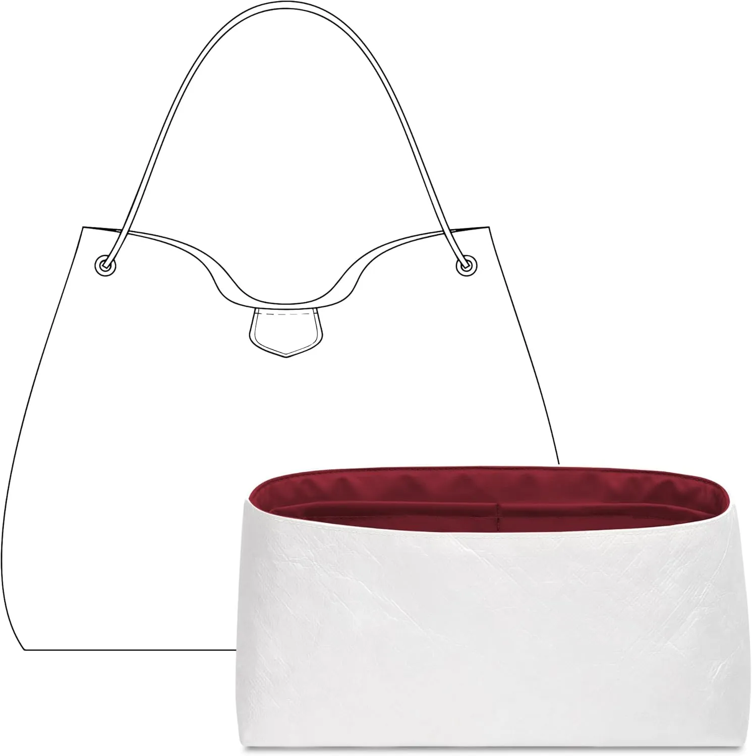 Tote Bag Organizer Insert for LV Graceful S handbag, Custom Fit Inside Premium Bordeaux Red Lightweight WaterResistant Purse Insert with Cup Holder Accessories