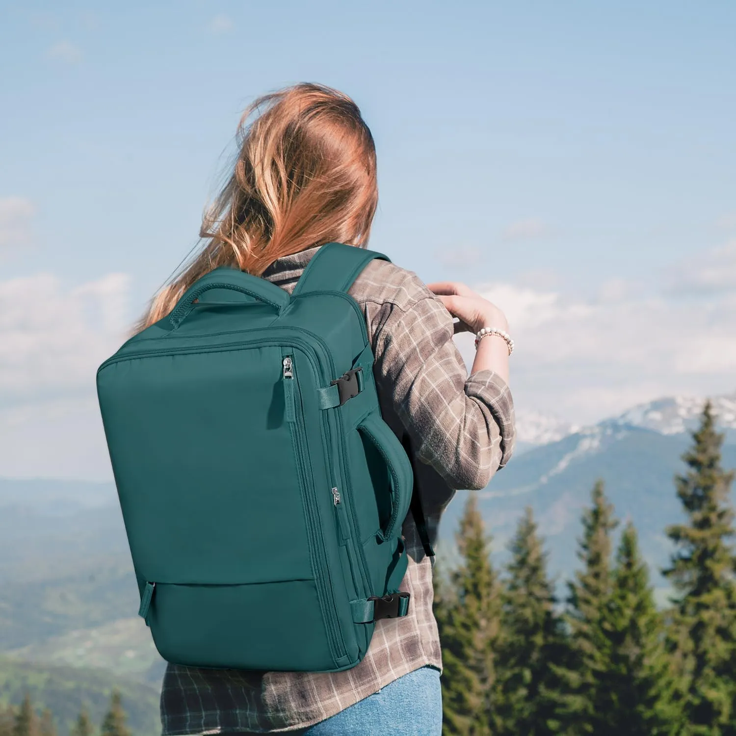 Travel Backpack for Women, Large Carry On Backpack for Travel, Waterproof Backpack Personal Item, Backpack for Women, laptop backpack 17.3 inch, College Bag Casual Daypack, Peacock Blue