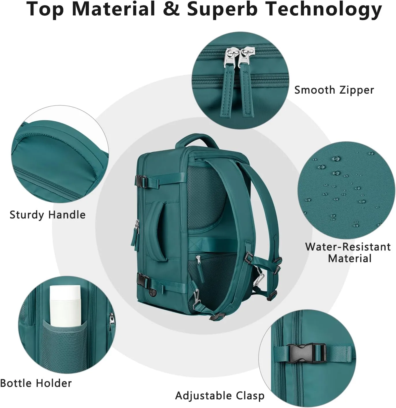 Travel Backpack for Women, Large Carry On Backpack for Travel, Waterproof Backpack Personal Item, Backpack for Women, laptop backpack 17.3 inch, College Bag Casual Daypack, Peacock Blue