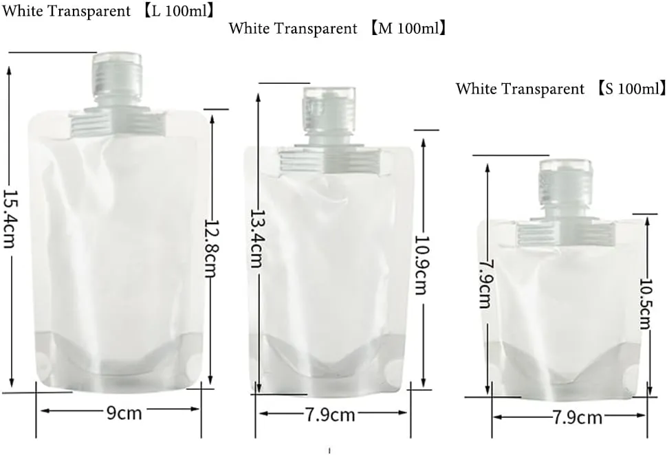 Travel Clamshell Refillable Empty Squeeze Pouches, Travel Bottles Empty Travel Squeeze Pouch, Pouch Packing Bags for Lotion/Shampoo/Face Cream/Hand Soap/Mask, 6Pcs