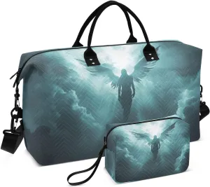 Travel Duffel Bag Angel Wings Sky, Gym Bags with Multiple Interior Pockets for Men Women Toiletry Purse Included 20.5”x 1.9” x 13.8”