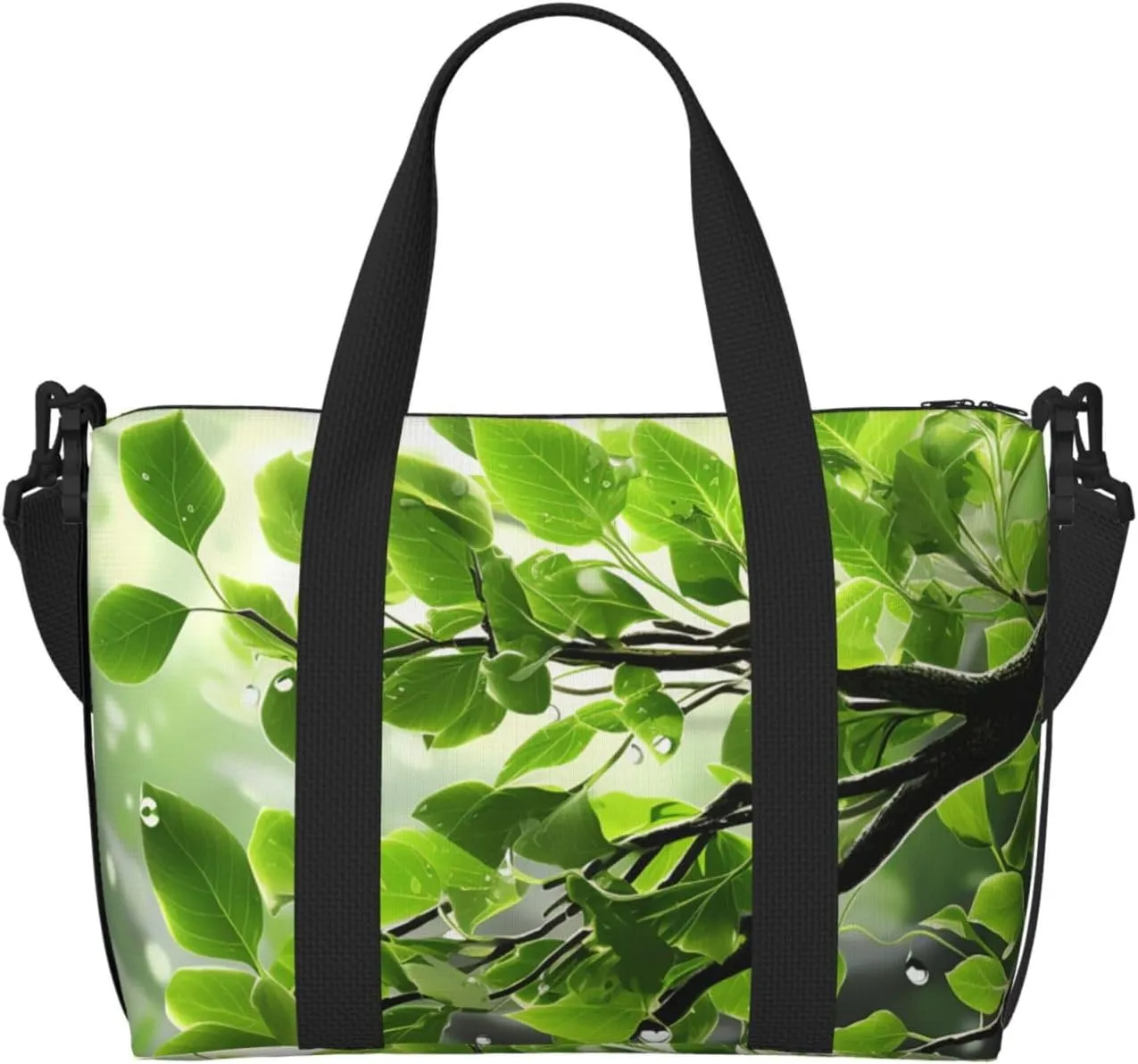 Travel Duffel Bag for Women Men Weekender Bags Sports Gym Bag Refreshing Leaves Travel Bag Carry on Overnight Bag Waterproof Luggage Bag with Shoulder Strap