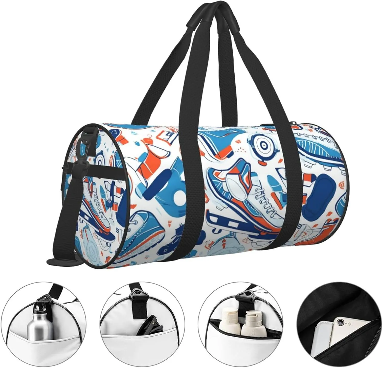 Travel Duffle Bag Weekender Bags For Men Women With Shoe Compartment Large Capacity Weekender Overnight Bag Hockey Elements Creative Patterned Carry On Tote Bags Sport Gym Bag For Travel Yoga