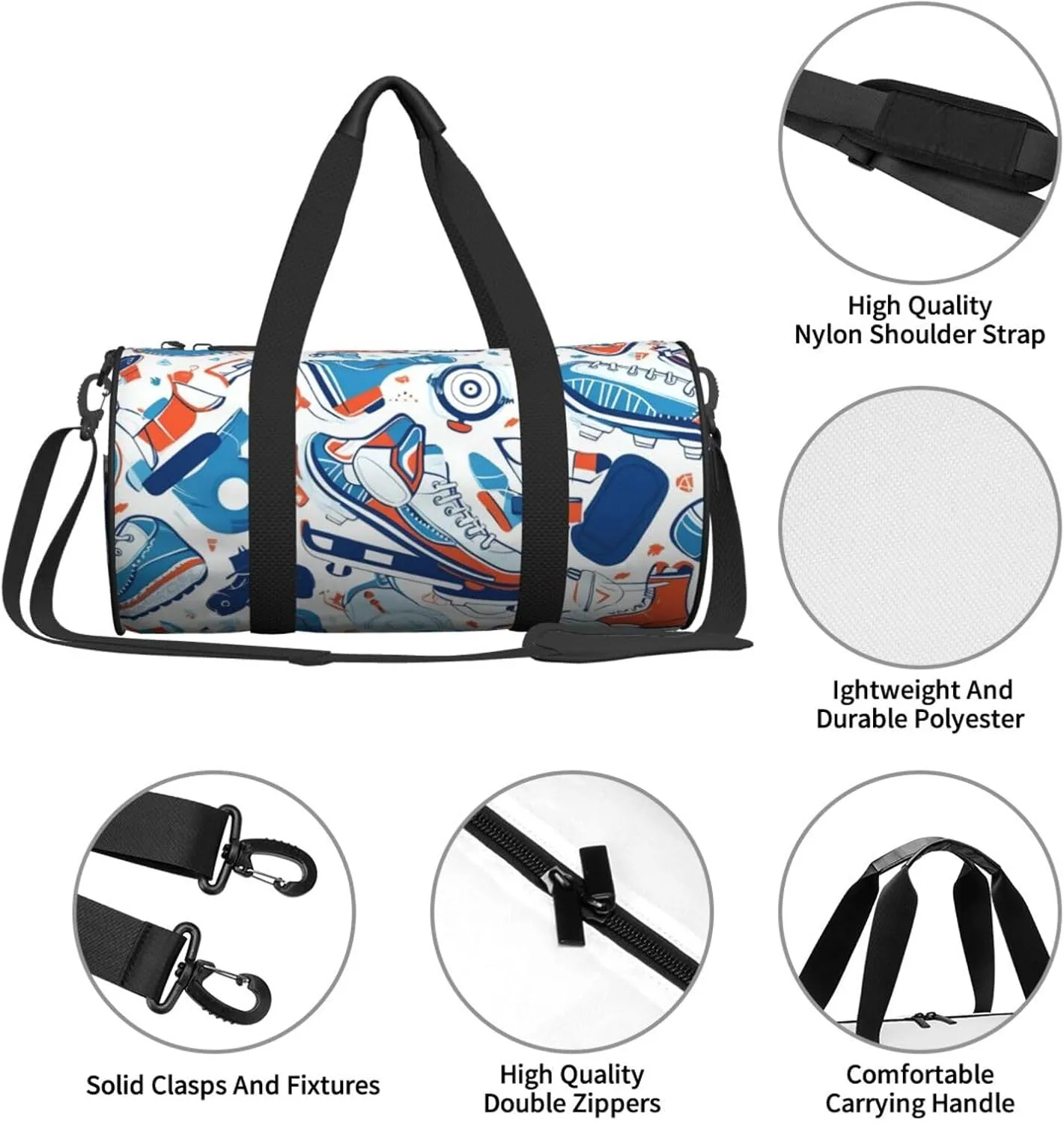 Travel Duffle Bag Weekender Bags For Men Women With Shoe Compartment Large Capacity Weekender Overnight Bag Hockey Elements Creative Patterned Carry On Tote Bags Sport Gym Bag For Travel Yoga