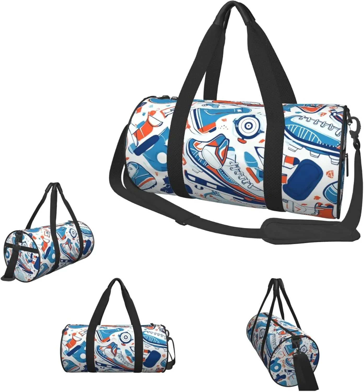Travel Duffle Bag Weekender Bags For Men Women With Shoe Compartment Large Capacity Weekender Overnight Bag Hockey Elements Creative Patterned Carry On Tote Bags Sport Gym Bag For Travel Yoga