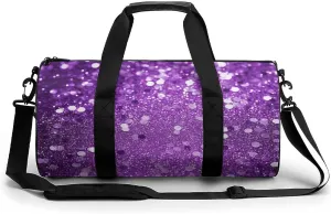 Travel Gym Duffle Bag, Sparkling Purple Glitter Print Duffle Bags,womens Mens Gym Bag,gym Bags,gym Bag with Shoe Compartment, 17.7in/9in/9in