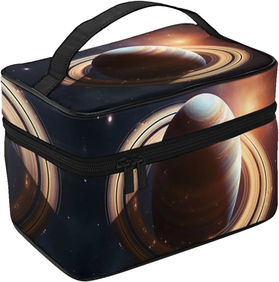 Travel Makeup Bag for Women Portable Cosmetic Bags Large Capacity Toiletry Bag Saturn Ring Planet Make up Organizer with Handle Travel Essentials Cosmetic Bag Case Organizer